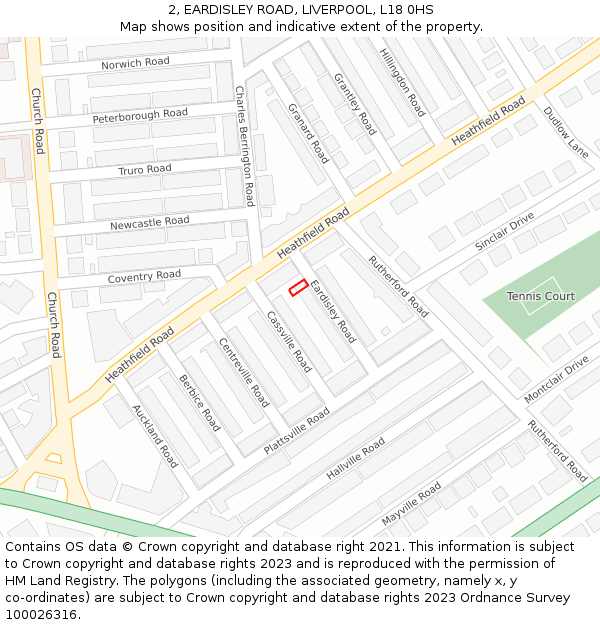 2, EARDISLEY ROAD, LIVERPOOL, L18 0HS: Location map and indicative extent of plot