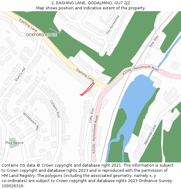 2, EASHING LANE, GODALMING, GU7 2JZ: Location map and indicative extent of plot