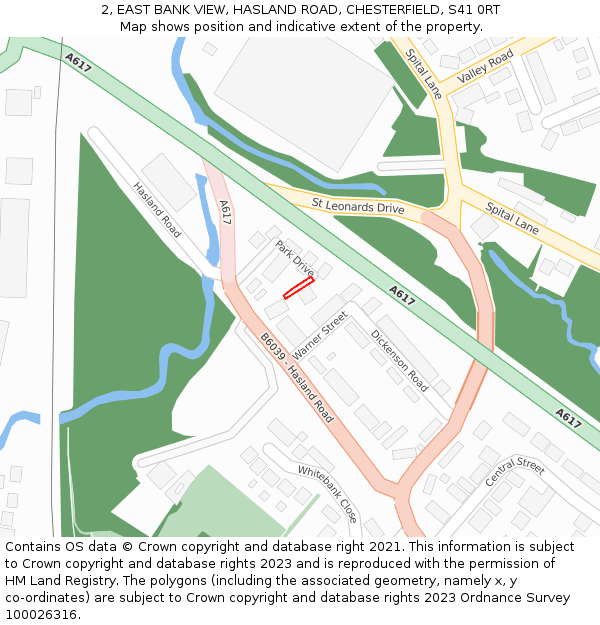 2, EAST BANK VIEW, HASLAND ROAD, CHESTERFIELD, S41 0RT: Location map and indicative extent of plot