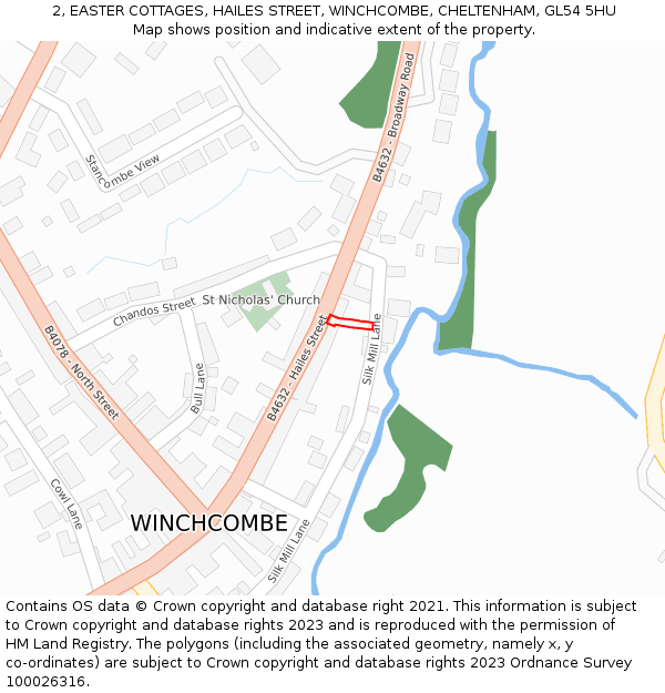 2, EASTER COTTAGES, HAILES STREET, WINCHCOMBE, CHELTENHAM, GL54 5HU: Location map and indicative extent of plot