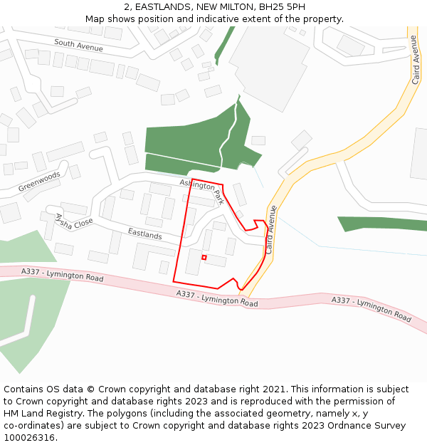 2, EASTLANDS, NEW MILTON, BH25 5PH: Location map and indicative extent of plot