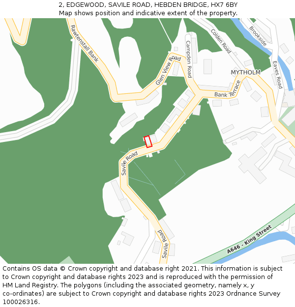 2, EDGEWOOD, SAVILE ROAD, HEBDEN BRIDGE, HX7 6BY: Location map and indicative extent of plot