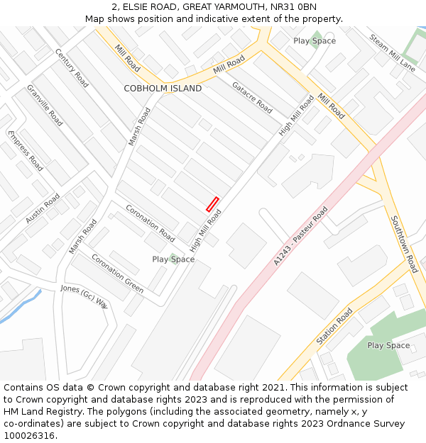 2, ELSIE ROAD, GREAT YARMOUTH, NR31 0BN: Location map and indicative extent of plot