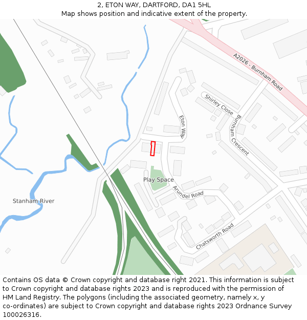 2, ETON WAY, DARTFORD, DA1 5HL: Location map and indicative extent of plot