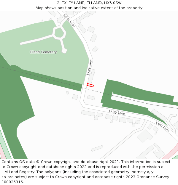 2, EXLEY LANE, ELLAND, HX5 0SW: Location map and indicative extent of plot