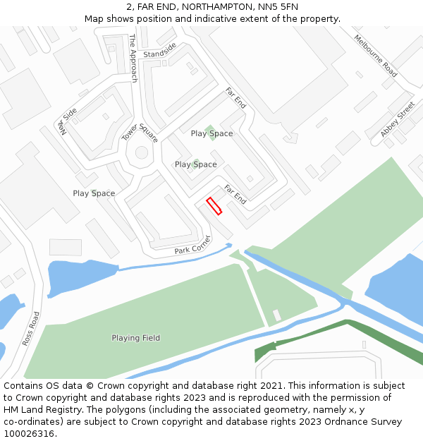 2, FAR END, NORTHAMPTON, NN5 5FN: Location map and indicative extent of plot