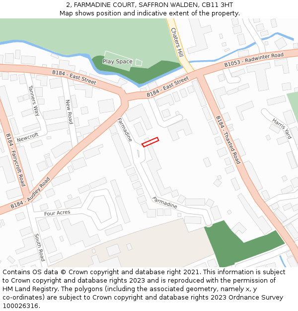 2, FARMADINE COURT, SAFFRON WALDEN, CB11 3HT: Location map and indicative extent of plot