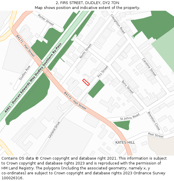 2, FIRS STREET, DUDLEY, DY2 7DN: Location map and indicative extent of plot