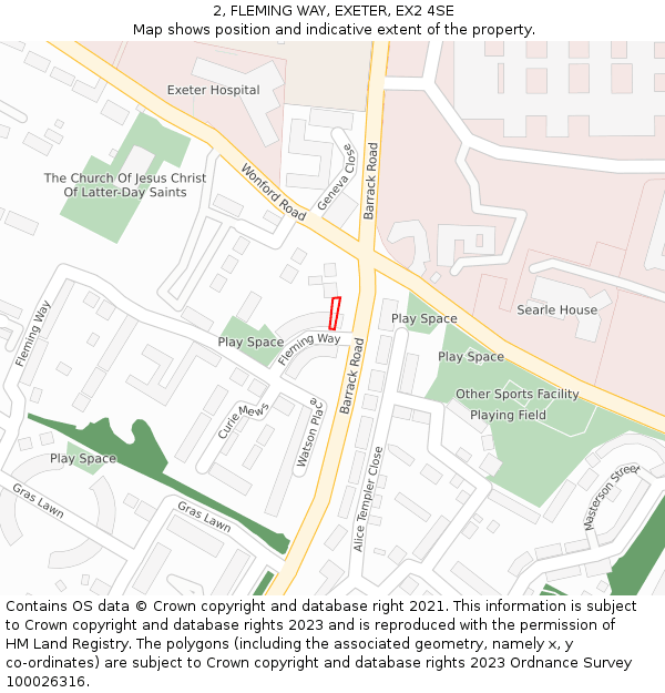 2, FLEMING WAY, EXETER, EX2 4SE: Location map and indicative extent of plot