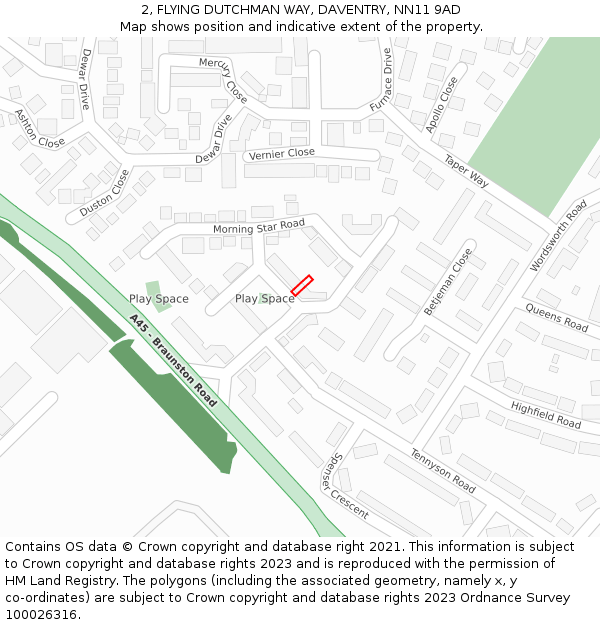 2, FLYING DUTCHMAN WAY, DAVENTRY, NN11 9AD: Location map and indicative extent of plot