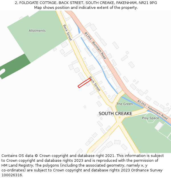2, FOLDGATE COTTAGE, BACK STREET, SOUTH CREAKE, FAKENHAM, NR21 9PG: Location map and indicative extent of plot