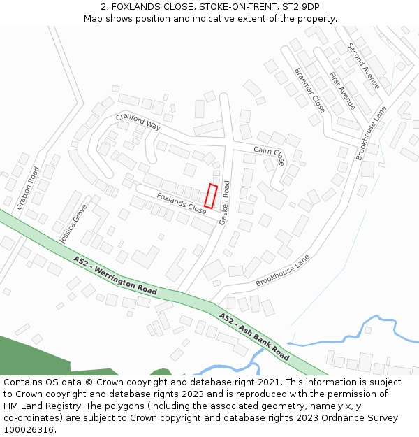 2, FOXLANDS CLOSE, STOKE-ON-TRENT, ST2 9DP: Location map and indicative extent of plot