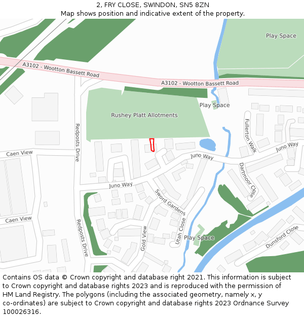 2, FRY CLOSE, SWINDON, SN5 8ZN: Location map and indicative extent of plot