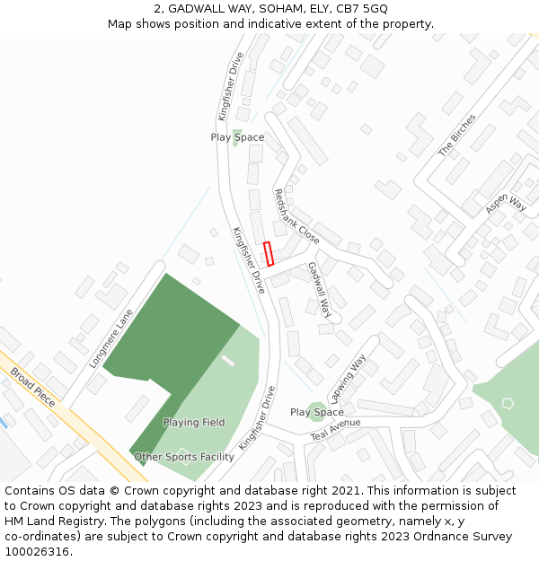 2, GADWALL WAY, SOHAM, ELY, CB7 5GQ: Location map and indicative extent of plot