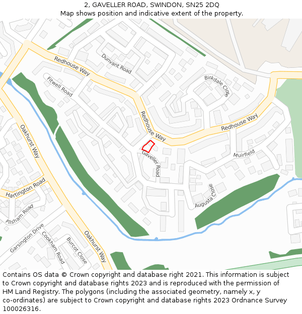 2, GAVELLER ROAD, SWINDON, SN25 2DQ: Location map and indicative extent of plot