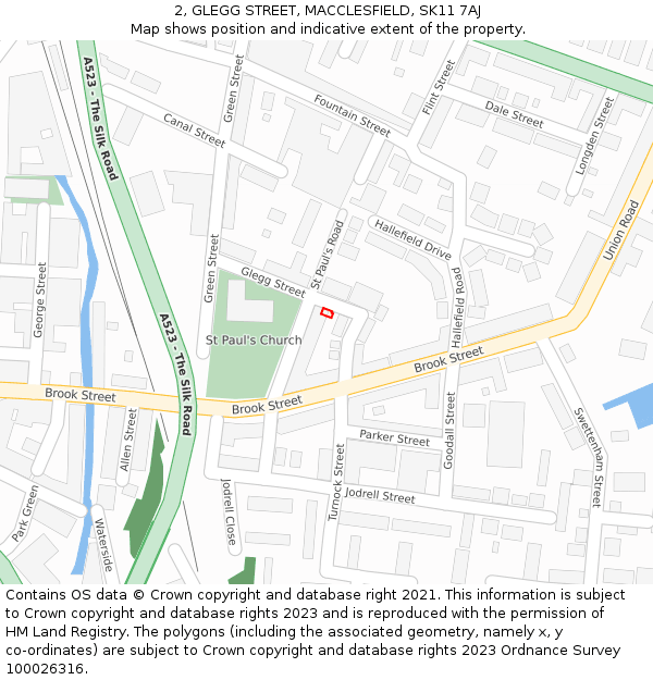 2, GLEGG STREET, MACCLESFIELD, SK11 7AJ: Location map and indicative extent of plot