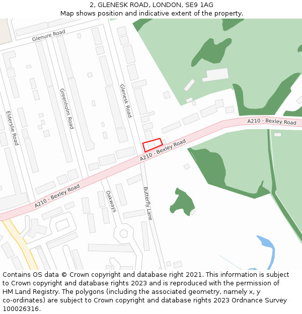 2, GLENESK ROAD, LONDON, SE9 1AG: Location map and indicative extent of plot