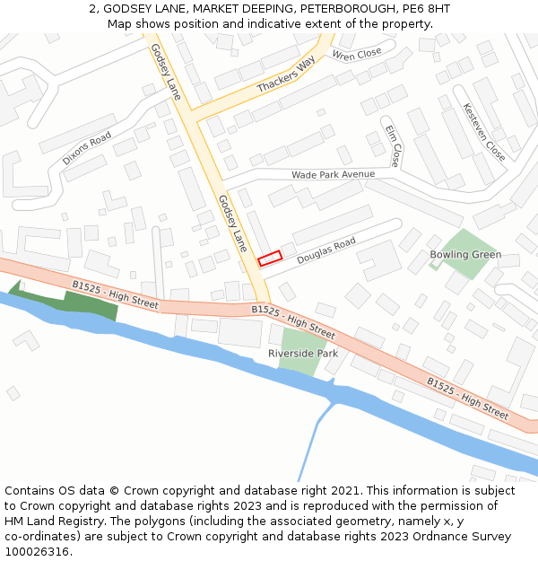 2, GODSEY LANE, MARKET DEEPING, PETERBOROUGH, PE6 8HT: Location map and indicative extent of plot