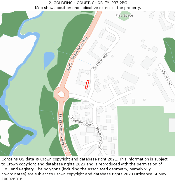 2, GOLDFINCH COURT, CHORLEY, PR7 2RG: Location map and indicative extent of plot