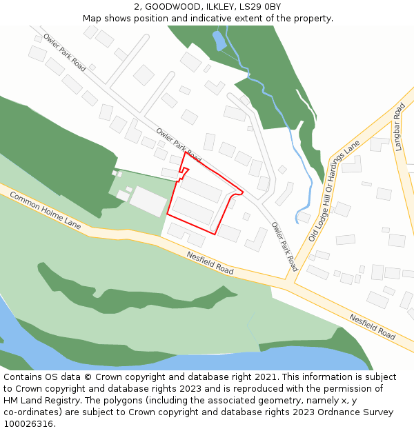 2, GOODWOOD, ILKLEY, LS29 0BY: Location map and indicative extent of plot