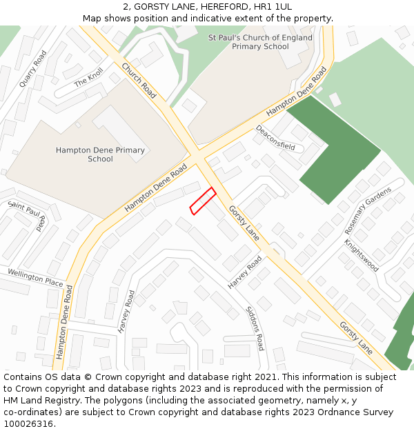 2, GORSTY LANE, HEREFORD, HR1 1UL: Location map and indicative extent of plot