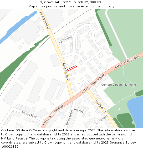 2, GOWSHALL DRIVE, OLDBURY, B68 8SU: Location map and indicative extent of plot