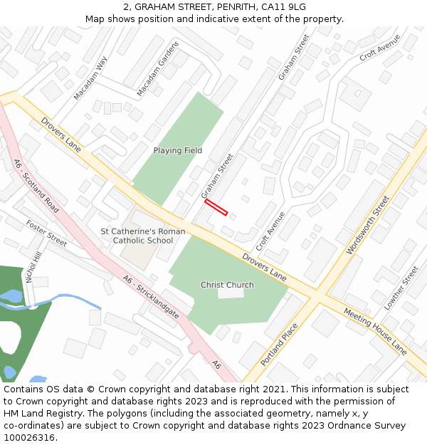 2, GRAHAM STREET, PENRITH, CA11 9LG: Location map and indicative extent of plot