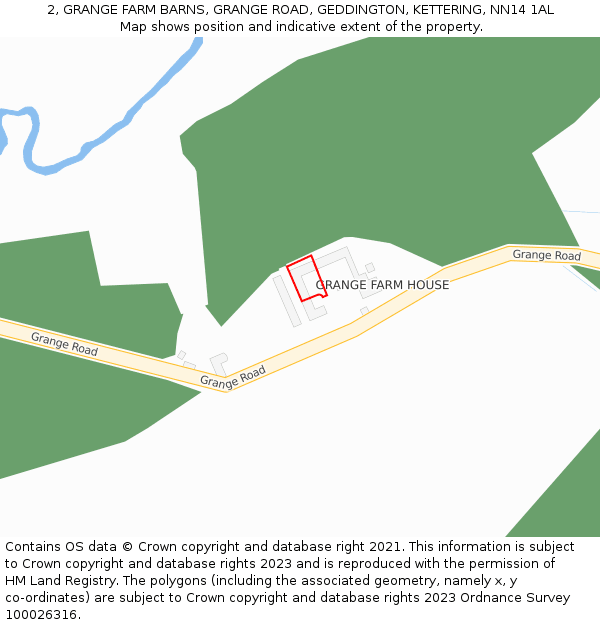 2, GRANGE FARM BARNS, GRANGE ROAD, GEDDINGTON, KETTERING, NN14 1AL: Location map and indicative extent of plot