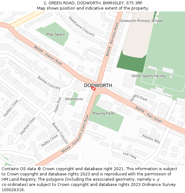 2, GREEN ROAD, DODWORTH, BARNSLEY, S75 3RP: Location map and indicative extent of plot
