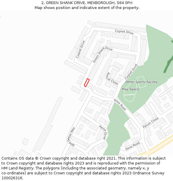 2, GREEN SHANK DRIVE, MEXBOROUGH, S64 0FH: Location map and indicative extent of plot