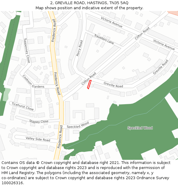 2, GREVILLE ROAD, HASTINGS, TN35 5AQ: Location map and indicative extent of plot