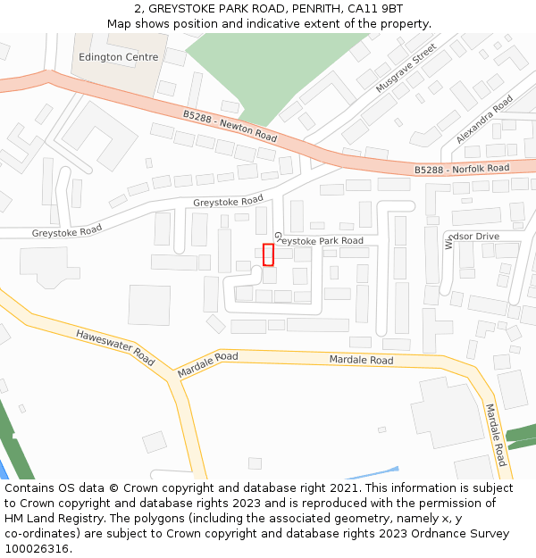 2, GREYSTOKE PARK ROAD, PENRITH, CA11 9BT: Location map and indicative extent of plot