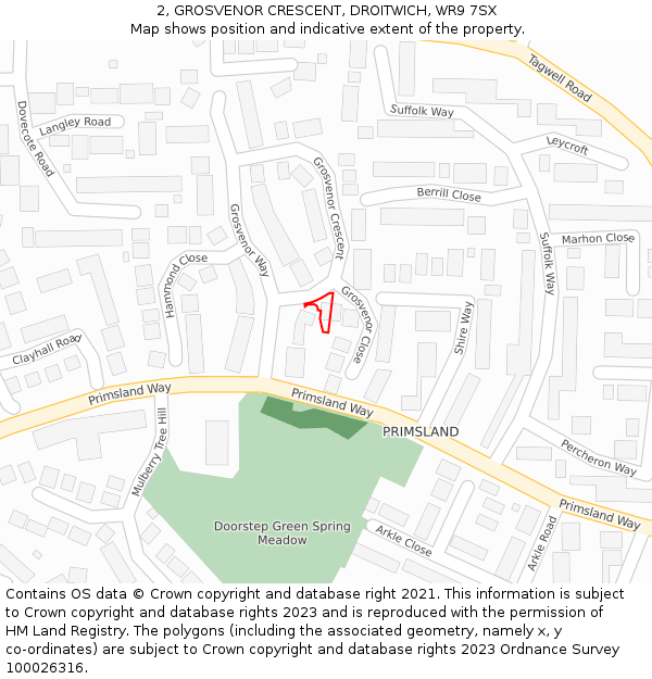 2, GROSVENOR CRESCENT, DROITWICH, WR9 7SX: Location map and indicative extent of plot