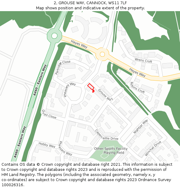 2, GROUSE WAY, CANNOCK, WS11 7LF: Location map and indicative extent of plot