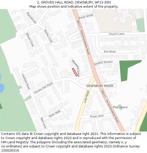 2, GROVES HALL ROAD, DEWSBURY, WF13 3SN: Location map and indicative extent of plot