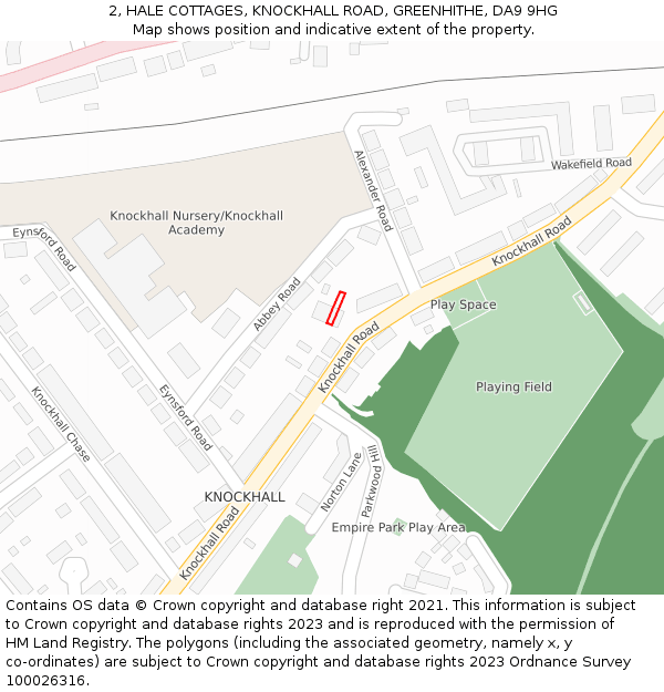 2, HALE COTTAGES, KNOCKHALL ROAD, GREENHITHE, DA9 9HG: Location map and indicative extent of plot