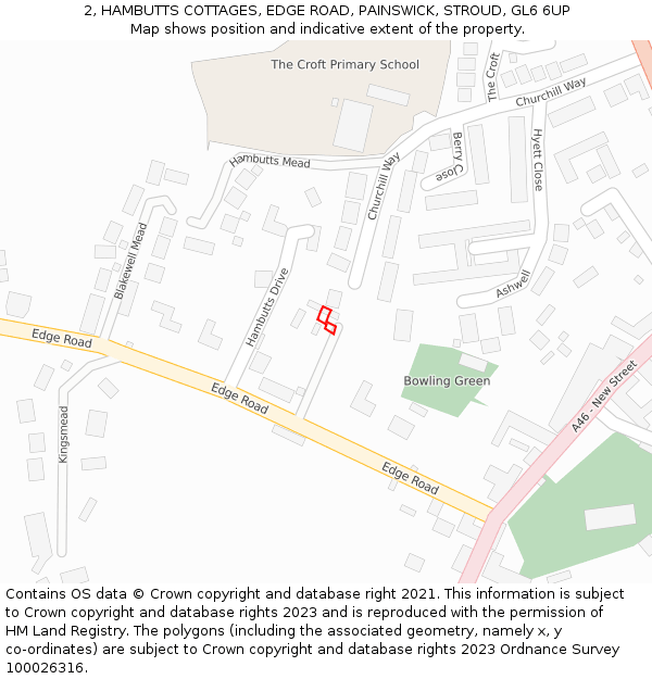 2, HAMBUTTS COTTAGES, EDGE ROAD, PAINSWICK, STROUD, GL6 6UP: Location map and indicative extent of plot
