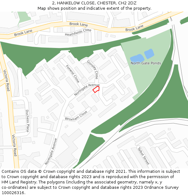 2, HANKELOW CLOSE, CHESTER, CH2 2DZ: Location map and indicative extent of plot