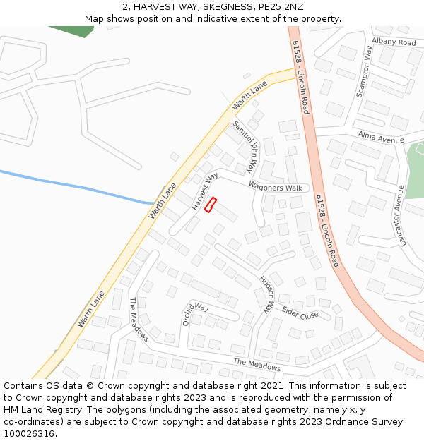 2, HARVEST WAY, SKEGNESS, PE25 2NZ: Location map and indicative extent of plot