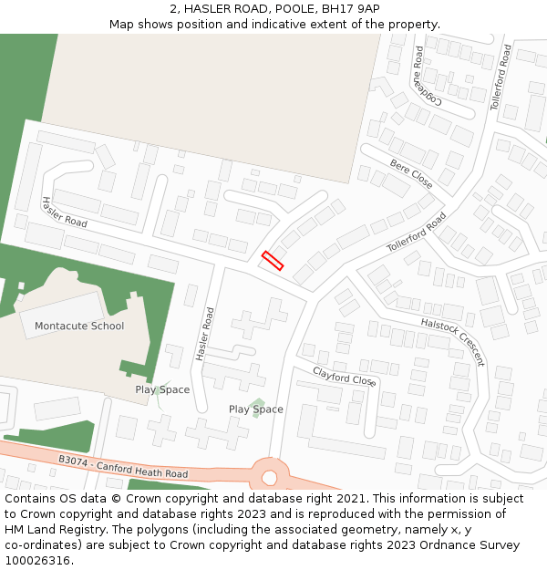 2, HASLER ROAD, POOLE, BH17 9AP: Location map and indicative extent of plot