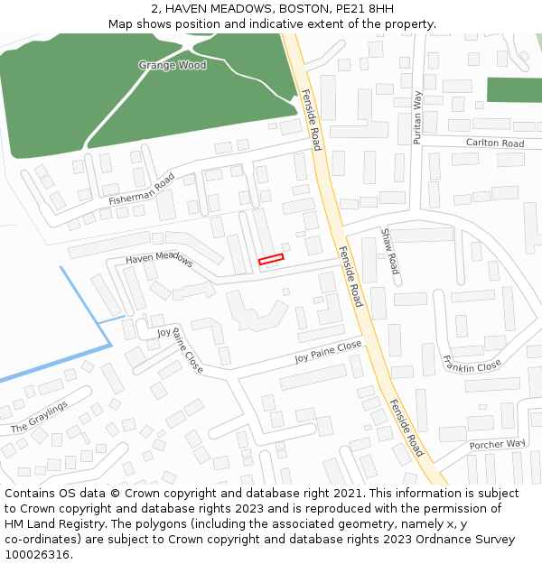 2, HAVEN MEADOWS, BOSTON, PE21 8HH: Location map and indicative extent of plot