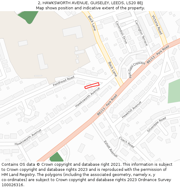2, HAWKSWORTH AVENUE, GUISELEY, LEEDS, LS20 8EJ: Location map and indicative extent of plot
