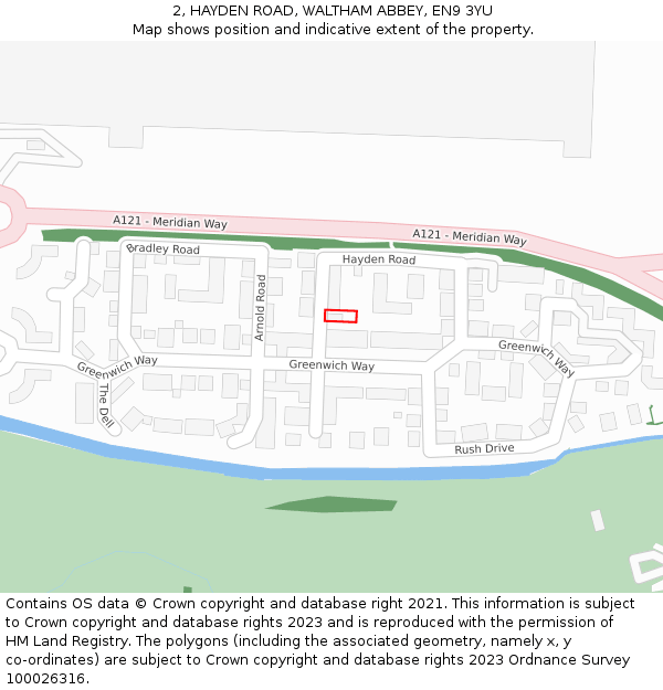 2, HAYDEN ROAD, WALTHAM ABBEY, EN9 3YU: Location map and indicative extent of plot