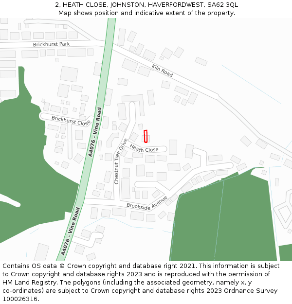 2, HEATH CLOSE, JOHNSTON, HAVERFORDWEST, SA62 3QL: Location map and indicative extent of plot