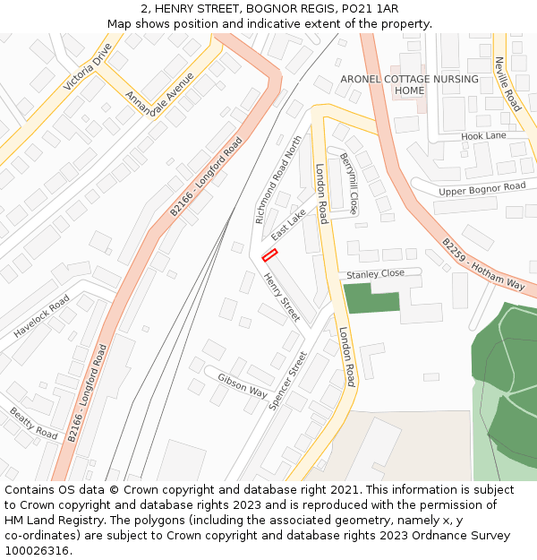 2, HENRY STREET, BOGNOR REGIS, PO21 1AR: Location map and indicative extent of plot