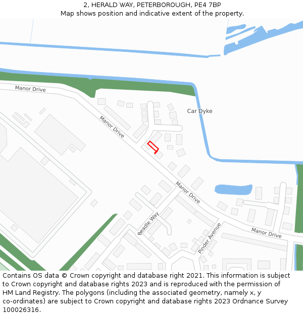 2, HERALD WAY, PETERBOROUGH, PE4 7BP: Location map and indicative extent of plot