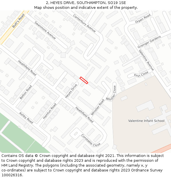 2, HEYES DRIVE, SOUTHAMPTON, SO19 1SE: Location map and indicative extent of plot