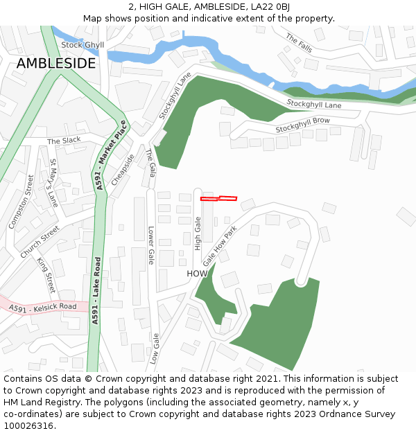 2, HIGH GALE, AMBLESIDE, LA22 0BJ: Location map and indicative extent of plot