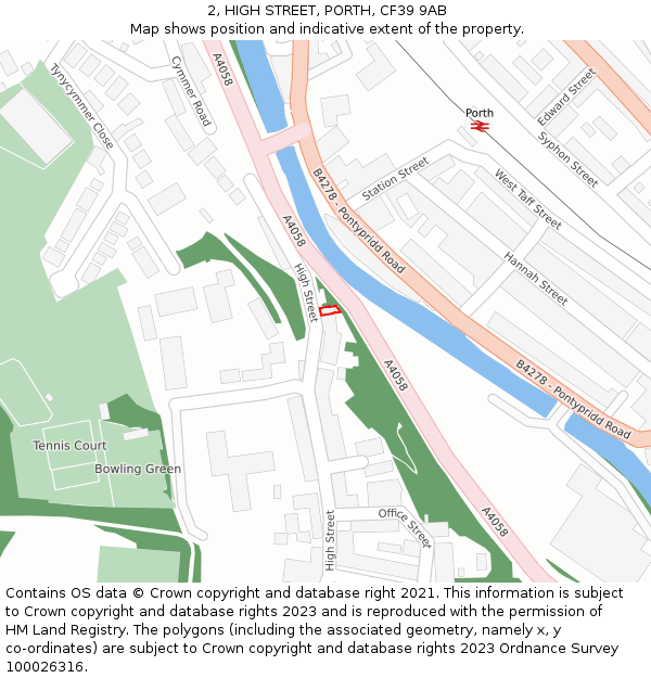 2, HIGH STREET, PORTH, CF39 9AB: Location map and indicative extent of plot