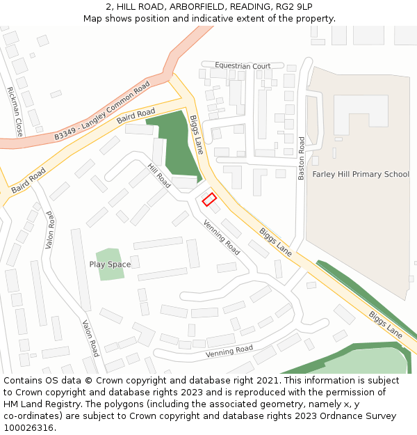 2, HILL ROAD, ARBORFIELD, READING, RG2 9LP: Location map and indicative extent of plot